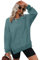 Aokosor Sweatshirts for Women Oversized Jumpers Ladies Tops Crewneck Long Sleeve Tops Side Split Pine Green Size 10-12
