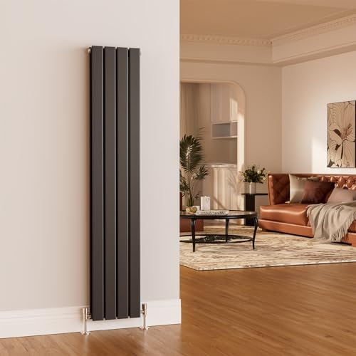 EMKE 1600 x 300 mm Radiator Cover Anthracite Vertical Radiator Tall Radiator Wall Mounted Modern Double Flat Panel Radiators Central Heating Radiator Bathroom Radiators for Bedroom Sitting Room