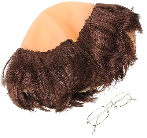 minkissy 1satz Monk Wig Für Männer Lustige Cosplay Perücke Mit Brille Für Halloween Und Kostümparty Realistische Glatzkopf-mütze Für Erwachsene Für Karneval Und Bühnenauftritte