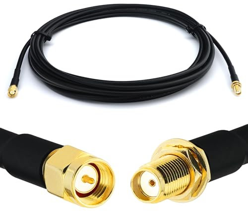 SMA Mâle vers SMA Femelle 5m RG58 Cable Coaxial — Câble d'extension Exterieur à Faible Perte rallonge Etanche — pour Routeur WiFi Radio Antenne LTE GSM Amplificateur 4G 5G 6G LTE Hotspot