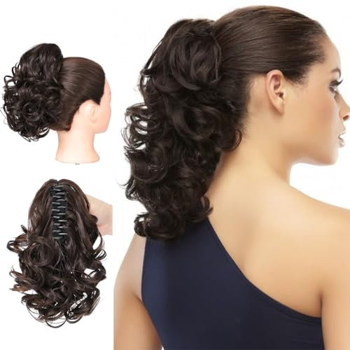 Gewellte Klaue Clip auf Pferdeschwanz Haarverlängerungen Lockiger Clip in Pferdeschwanz Verlängerung Kiefer Clip Pferdeschwanz Haarteile für Frauen Mädchen Fake