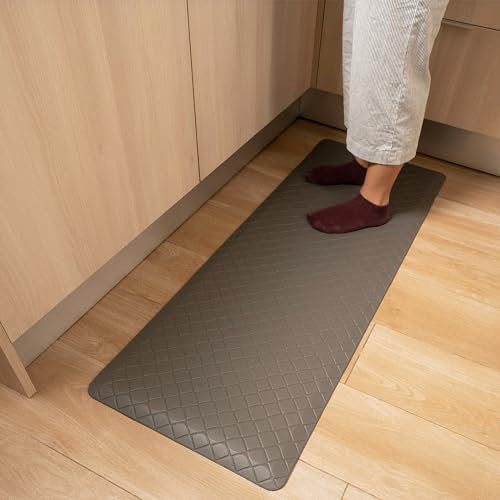 VILEO PREMIUM - Alfombra Cocina 120x44x1 Lavable Antideslizante antifatiga PVC - Alfombras Gris, Negro y marrón para el hogar. (Gris)