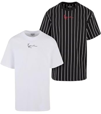 Karl Kani Herren KM222-101-1 KK 2-Pack Pinstripe + Essential Tee Black/White, L
