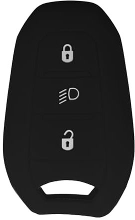 AUTOZOCO Funda Silicona Mando Llave del Coche 3 Botones, Compatible con Peugeot 301-408 - 508-2008 -3008-4008 - 5008, Citroen C4L - C3-XR - DS5LS - DS6 -DS7, Negro