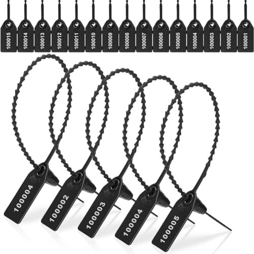ziyuan 1000 Stück Kunststoff Tamper Seals Tags Tags Dichtungen nummeriert Zip Ties Etiketten Schwarz Einfache Installation