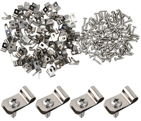 Tibapla 100 Juegos Clips de Cerca de Alambre Clips de Alambre de Acero Inoxidable con Tornillos Abrazadera para Cables Clips para Jaulas de Alambre Clips de Montaje de Valla Agrícola