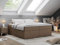 MKS MEBLE Boxspringbett 160x200 ohne Kopfteil mit Bettkasten, Bett 160x200 niedriges Kopfteil, Polsterbett 160x200 ohne Kopfteil - Bess - Braun Kunstleder - H3