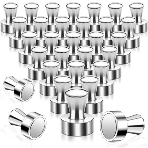 Starke Magnete, 32 Stück Neodym Magnet Extra Stark Mini Magnet für Kühlschrank, Magnettafel, Kegelmagnete, Stecktafel, Pinnwand Kleine Magnete für Whiteboard Büro Metall Kühlschrankmagnete