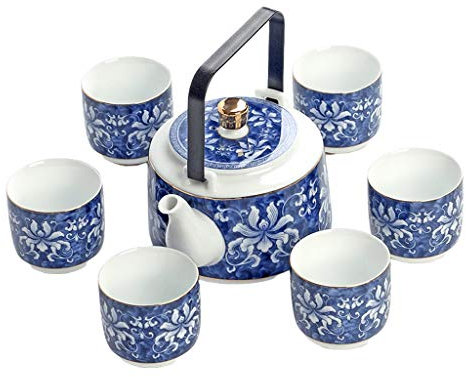 Juego de vajilla, 7 Piezas Juego de té de Kung fu de Color esmaltado de Porcelana Hecho a Mano Juego de té Zen para la Salud Tetera de Gran Capacidad Taza de té Cafetera y Tazas de café