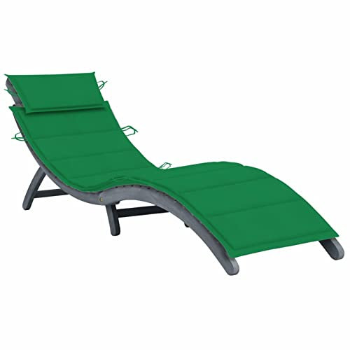 ZEYUAN Sonnenliege mit Auflage, Liegestuhl, Gartenliege, Relaxliege, Liegen, Balkonliege, Freizeitliege, Sun Lounger, Gartenmöbel, Sommer Liegen, Grau Massivholz Akazie