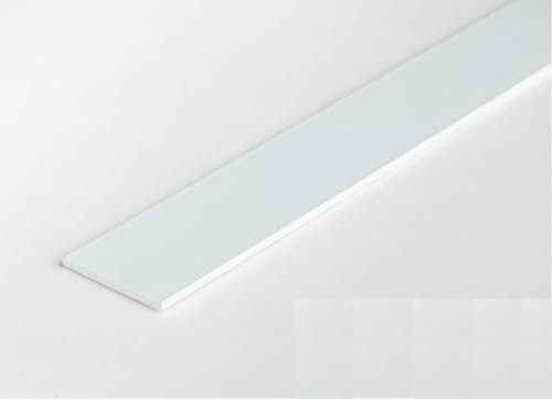 2.5 Metres Durable PVC Flat Bar Trim Door Window Architrave UV Resistance in Multiple Sizes, Black or White Cover TMW Profiles (White 12 x 2.6 mm)
