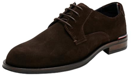 Tommy Hilfiger Calzado Derby Hombre Suede con Puntera Redonda, Marrón (Dark Coffee), 43 EU