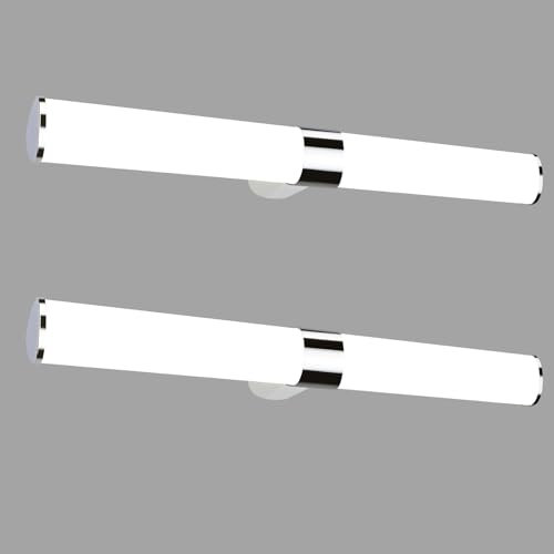 Homefire 2ER LED Spiegelleuchte Bad Spiegellampe - Badleuchte Wand 60CM Chrom Wandlampe Wasserdicht IP44 Wandleuchte Neutralweiß 4000K Feuchtraumleuchte Modern für Badezimmer Keller Küche Badschrank