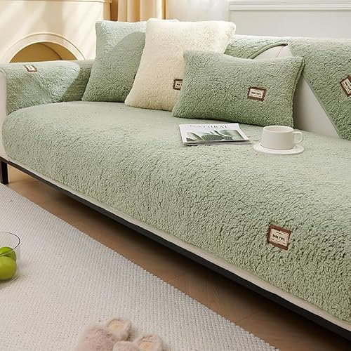 QHFTYL Sofa überzug rutschfest Sofabezug mit Armlehnen Sofaschoner 3 2 4 1 Sitzer für L/U Form Ecksofa Ledersofa (Grün-70x180cm)