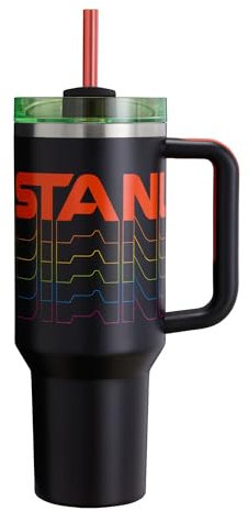 Stanley Quencher H2.0 FlowState vakuumisolierter Becher aus Edelstahl mit Deckel und Trinkhalm, für Wasser, Eistee oder Kaffee, Smoothie und mehr, Schwarz 2.0, 1,2 l