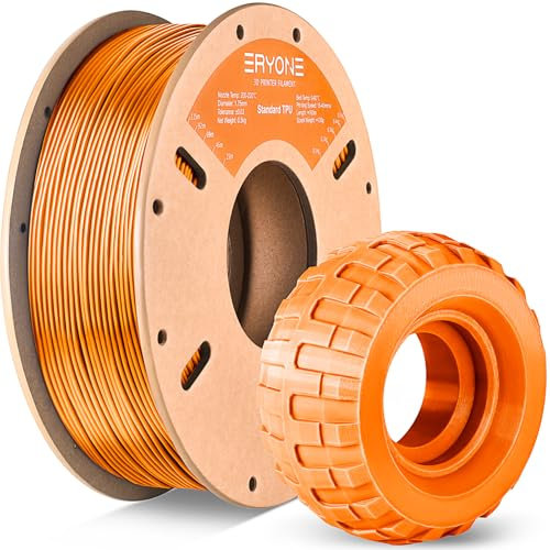 ERYONE TPU Filament 1.75mm, 3D Drucker Filament,Flexible TPU Filament, TPU 95A, Maßgenauigkeit +/- 0,03 mm, 0.5kg 1 Spule, Mangogelb
