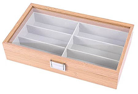 Brillenständer Holzrahmen, 6/8 Gitter, grauer Samt, Brillen- und Sonnenbrillen-Tablett, Präsentationsvitrine, Organizer-Etui mit Abdeckung, Sonnenbrillen-Organizer for Damen und Herren Sonnenbrille Ra