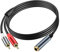 JSADZKJ6.35mm to 2 RCA Cable 1/4 Inch TRS Mono Female to 2 RCA Male Audio Cable 1/4 Inch TRS Jack to 2 RCA Audio Y Splitter Cable Dual RCA to 6.35mm Adapter Stereo Cable 5.9FT