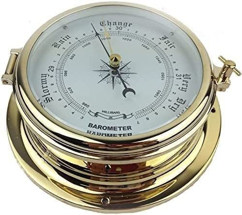 LAODILAI Manometer für Luftdruckmesser Traditionelle Wetterstation, hochpräzises Bullauge-Barometer, 7 professionelle Bootsluftdruckmessung, for Hotels, Lagerhallen, Büros