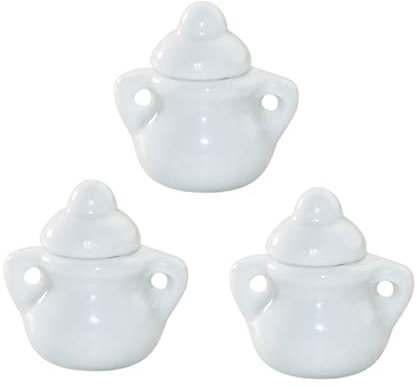 Vaguelly 3pièces Mini Sucriers Imitation Céramique Pot De Rangement Blanc Lot de Décor Mini-Maison Maison De Poupée Modèle Réduit Accessoire Photo