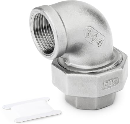 ERGAOBOY 1Pcs 1 BSP Edelstahl 304 Winkel Verschraubung IG | 3-teilige trennbare Rohrverschraubung, saubere Abdichtung für Wasser Öl Gasleitungen