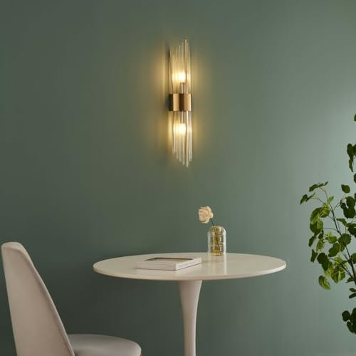 KOSILUM – Grande applique art deco nappine in cristallo – Dania – Luce bianca calda illuminazione soggiorno camera da letto cucina corridoio – 2 x max 25 W – E14 – IP20