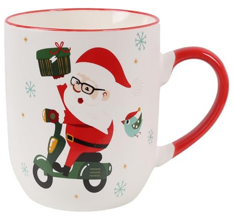 sarcia.eu Tasse en porcelaine blanche festive, Père Noël 420ml (1)