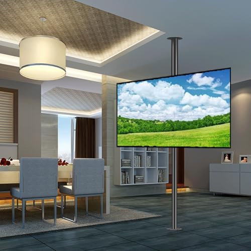 Adjustable Tilt TV Mount - LCD TV 360 Degree Rotating Frame Floor Stand for 32-75inch Screen Display - Suspended TV Cabinet with Rotating Base - Partition Wall Rotating Rack - Fits 850-1095mm