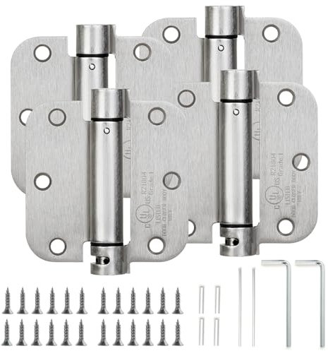 Sophia Selbstschließendes Türscharnier, 8,9 cm, abgerundet, 5/8 Radius, federbelastete Scharniere, verstellbare Spannung, automatisches Türschließer-Scharnier für Innen- und Außenbereich,