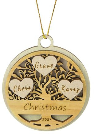 Ornamento Natalizio Personalizzato Con 2-8 Nomi Decorazione Di Natale Per Famiglie Albero Genealogico Regalo Per Mamma Papà Nonni – Decorazione Festiva Per La Casa (Rotondo - 3 nomi)
