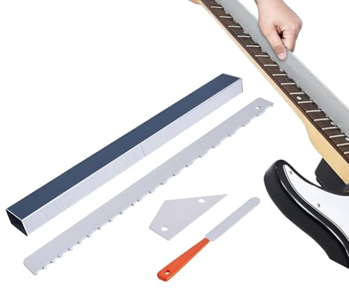 Kit d'outils de luthier pour guitare comprenant un nivellement de frettes de guitare de 40,6 cm, un niveleur de frettes, une lime à frettes, un manche de guitare à bord droit cranté, un outil luthier