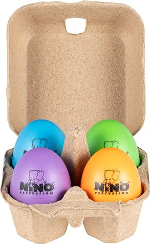 Nino Percussion Egg Shaker Set, Mehrfarbig (NINOSET21) | Musikinstrument für Kinder ab 3 Jahren, 4 Stück, Inklusive Box, Kunststoff