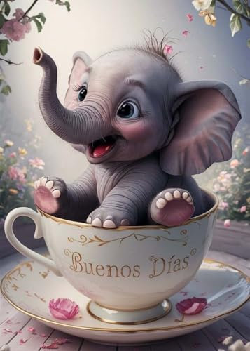 GLXPOG Baby-Elefant 5D Diamant Painting Bilder Set, Niedliches Tier Diamant Art Malerei Painting Kit für Erwachsene, DIY Strass Stickerei Malerei Wand Dekor 30x40cm