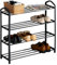 Home Source Shoe Storage Rack, 4 Shelves, Black Metal Frame, Bedroom Hallway Entryway Organiser