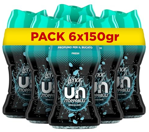 Lenor Profumatore Bucato Lavatrice, Perle Profumate, Unstoppables Fresh, Formato 6 x 150g, Intensificatore Di Profumo