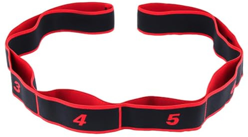 Yoga Stretch Gurt, Resistance Bands, Fitnessbander, Training Bänder, Yoga Stretching Band Gurt mit 8 Schlaufen, für Fitness, Tanztraining, Gymnastik, Rot