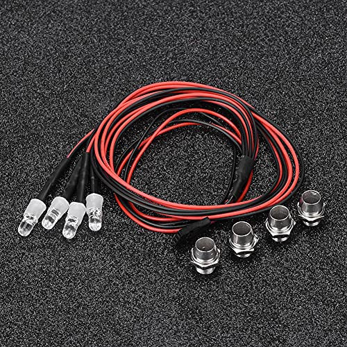 Tomvorks 4pcs 5mm LED-Leuchten für RC-Auto, Bessere Beleuchtungsleistung, Sicher und Robust, Kühl und Echt Aussehen, Geringer Stromverbrauch, Langes (Licht 5