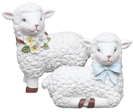 Generisch Schaf Deko Gartenfiguren Aussen Aus Harz Lammstatue Osterlammdekor Liegen Stehende Lammgartenstatue Wetterfeste Deko Gartenfigur Für Deinen Garten