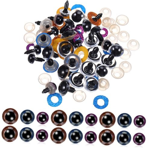 Veemoon 90pièces Yeux avec Rondelles pour Bricolage Yeux De Sécurité pour Animaux Poupées Et