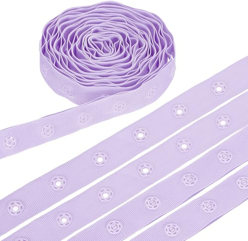 sourcing map 8 Yard Snap Button Tape, Polyester Plastic Snap Button Trim, Sewing Press Stud Ribbon Replacement for DIY Craft Clothes Fabric Sewing, Light Purple