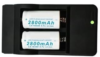 ZECKJVTD 3.7V 2800mAh Lithium Li-ion 16340 Battery CR123A Rechargeable Batteries 3.7V CR123 Pen LED Flashlight Cell+Charger(WHITE)