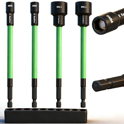 8mm+17mm Magnetic Impact Rated Nut Driver Bits, 150mm Extended Long