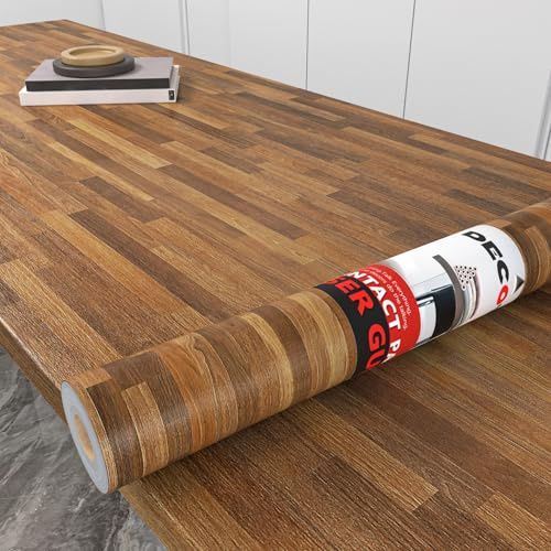 Decotalk Klebefolie Holzoptik Dunkelbraun Küchenfolie Selbstklebend 30X300cm Möbelfolie Küche Selbstklebend Arbeitsplatte Folie Küche Abwaschbare Schrankfolien Klebefolie Küchenrückwand Tapete Braun