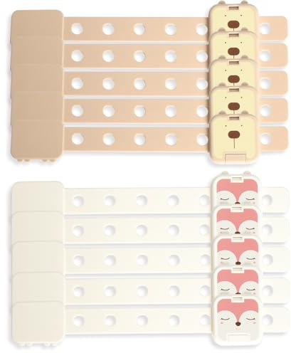 Kaiyzo 10er-Pack Kindersicherung Schubladen, Doppelverriegelung Schranksicherung Baby, Schubladensicherung Baby mit 7-Fach Verstellbar, Türsicherung Kinder für Schränke Türen Kühlschränke