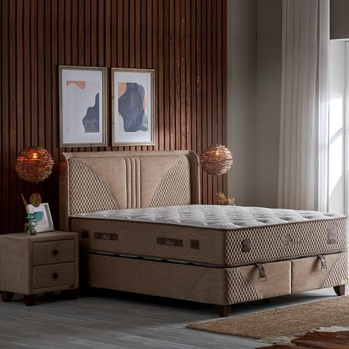 Bambi Boxspringbett 180x200 mit Matratze & Stauraum – Clima Naturel Bett mit 7-Zonen Taschenfederkernmatratze – Liegehöhe 73 cm – Ohne Nachtisch
