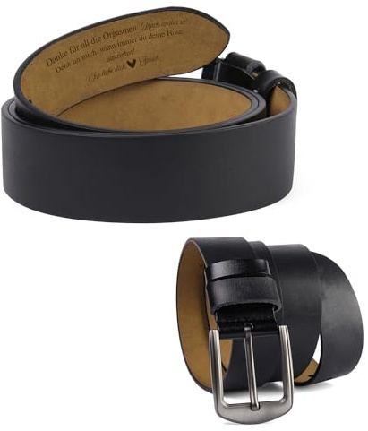 Presentimental Personalisierter Herren Gürtel aus Leder mit Gravur Verstellbarer Ledergürtel 120/130cm mit Name Geschenk für Freund Mann Ehemann Vater vatertag Geburtstag Weihnachten