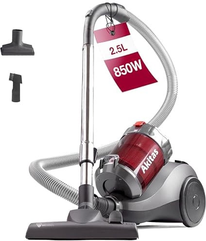 Akitas 850W Powerful Bagless Cylinder Hoover Vacuum Cleaner 2.5L With German Wessel Werk Nozzle Head For Hard Floor & Carpet