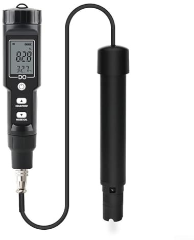 Autilyshop Messgerät für gelösten Sauerstoff, genaues Wassertestgerät für Schwimmbäder, Aquarien, Meerwasser und Heimbrauen, mit automatischer Temperaturkompensation Einzel- oder Doppelpunkt