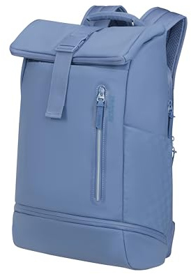 American Tourister Urban Tide - Rolltop Laptop Rucksack 15.6, Wasserabweisender Business & Reise Rucksack mit Schuh-/Kleiderfach, für Büro, Schule & Uni - Blau (Storm Blue)