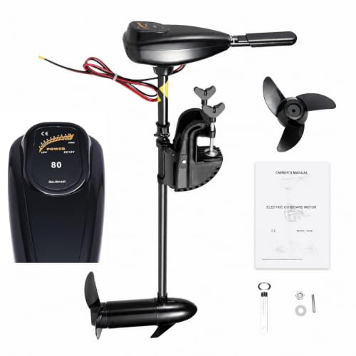 80LBS Elektromotor Aussenborder Bootsmotor mit Batterieanzeige Bootsmotor | Upgrade 12V Elektro-Außenbordmotor 800W Elektro Outboard Mit 1850KG Zugkraft 5 Vorwärtsgänge+3 Rückwärtsgänge